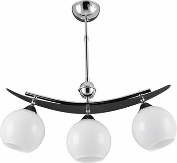 Hanglamp Domingo - 3 Lichtpunten - Zwart/Wit - E27 - Staal - Lengte 52 cm