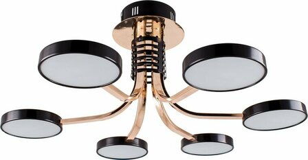Plafondlamp Paris - LED- 6 Lichtpunten - Kroonluchter - Zwart/Goudkleurig - Voor Binnen - Diameter 78 cm