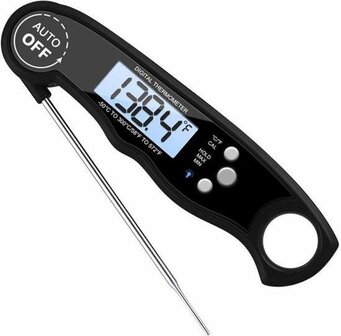 Digitale Thermometer voor Keuken, Koken, Voedsel Melk, Vlees, Oven, BBQ, Water, Thee Voor Binnen en Buiten, Waterdicht, RVS, Ultrasnel Zwart