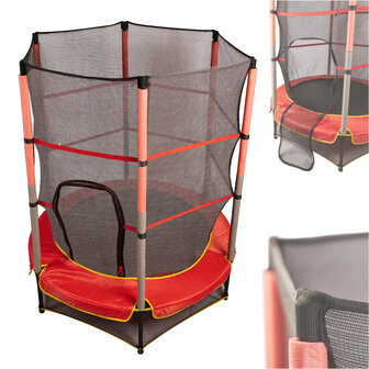 Kindertrampoline met net - 165 x 160 cm - Rood - Flexibel - Weerbestendig