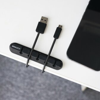 Brauch Data Kabel Houder - Zwart Geschikt voor op Bureau - Voor 5 Kabels