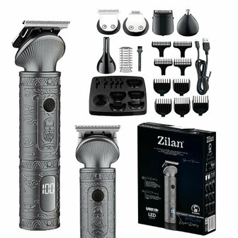 Zilan Apollon 16 in 1 &ndash; Professionele Trimmer &ndash; Shaver &ndash; Grooming Set &ndash; LED Display &ndash; Draadloos &ndash; Snelle Oplaadfunctie &ndash; Inclusief 10 Opzetkammen