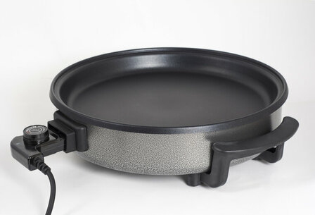 Hapjespan met Deksel - Elektrisch/ Pizza maker 38 cm &ndash; 1500 W &ndash; Anti-aanbaklaag &ndash; Thermostaat &ndash; BPA &amp; PFAS Vrij