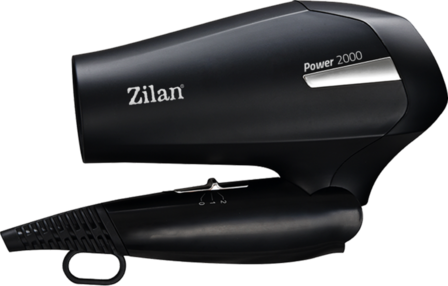 Zilan F&ouml;hn ZLN9396 &ndash; 2000W Krachtige Haardroger &ndash; Ionische Technologie &ndash; Inklapbare Reisf&ouml;hn &ndash; 2 Warmtestanden &amp; Coolshot &ndash; Zwart