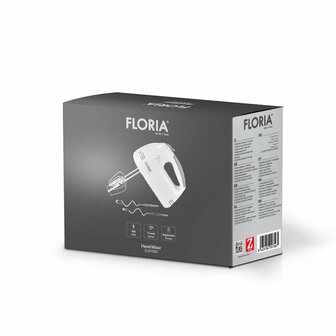 Floria Handmixer ZLN7565 &ndash; 150W &ndash; 7 Snelheden &ndash; Inclusief Gardes &amp; Deeghaken &ndash; Wit