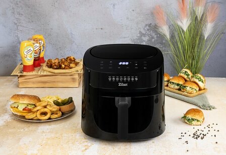 Airfryer XXL &ndash; 6,5 Liter &ndash; 1800 W &ndash; Touchscreen &ndash; 40&ndash;200&deg;C &ndash; Automatische Programma&rsquo;s &ndash; Uitneembare Mand &ndash; Zwart