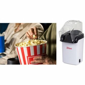 Zilan - Popcorn machine - popcorn - popcorn maker - 1200 Watt - anti stick coating - Wit