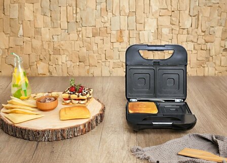 Zilan 5-in-1 Sandwich Maker (800 W) -Grill, Wafel, Panini &amp; Nutty Platen -Non-stick Contactgrill Set -Zwart/Zilver