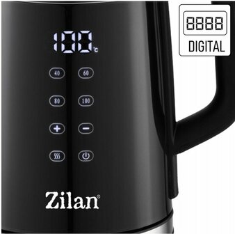 Zilan Digitale Waterkoker 1.7L met Temperatuurregeling -Dubbelwandig -Zwart