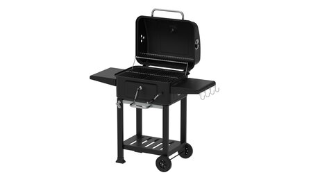 Houtskool Barbecue met Deksel en Wielen &ndash; Verrijdbare BBQ Grill &ndash; Thermometer &ndash; Verstelbare Kolenlade &ndash; Zijtafels &ndash; 54 x 42,5 cm Grillrooster