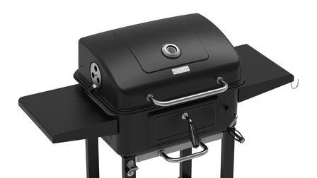 Houtskool Barbecue met Deksel en Wielen &ndash; Verrijdbare BBQ Grill &ndash; Thermometer &ndash; Verstelbare Kolenlade &ndash; Zijtafels &ndash; 54 x 42,5 cm Grillrooster