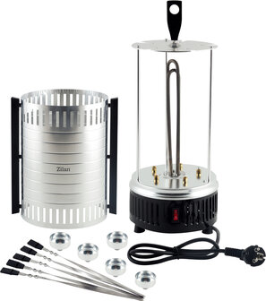 Zilan Verticale BBQ Grill &amp; Elektrische Rotisserie -900W -Draaibare Spiezen -RVS Kebab Grill voor Vlees, Vis &amp; Groente