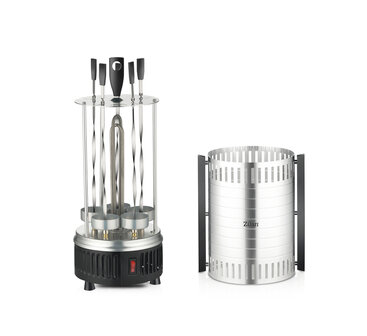 Zilan Verticale BBQ Grill &amp; Elektrische Rotisserie -900W -Draaibare Spiezen -RVS Kebab Grill voor Vlees, Vis &amp; Groente