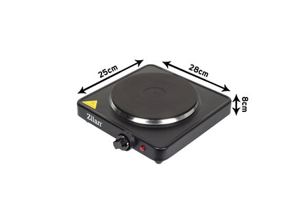 Zilan Elektrische Kookplaat 1500W-Vrijstaande Hotplate -Gietijzeren Kookzone 185 mm -Thermostaat &amp; Oververhittingsbeveiliging 