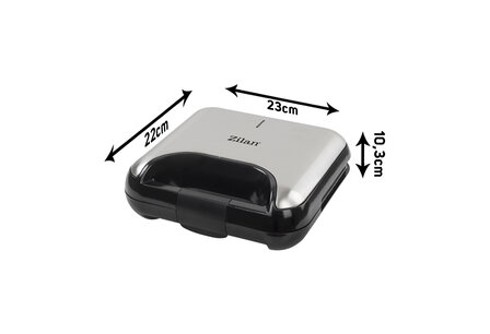 Zilan 5-in-1 Sandwich Maker (800 W) -Grill, Wafel, Panini &amp; Nutty Platen -Non-stick Contactgrill Set -Zwart/Zilver