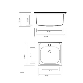 Z-INOX RVS Spoelbak 50x50 cm &ndash; Inbouw Gootsteen &ndash; RVS Keukenspoelbak &ndash; Kraangat 3,5 cm &ndash; Compacte Spoelbak &ndash; Zilver