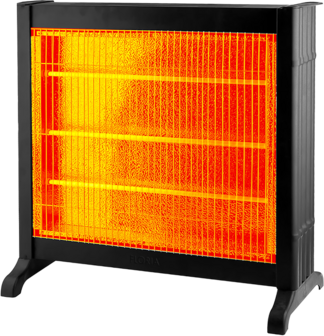 Floria Quartz Heater 2100W &ndash; Infrarood Straalkachel &ndash; 3 Warmtestanden &ndash; Regelbare Thermostaat &ndash; Omvalbeveiliging &ndash; Zwart