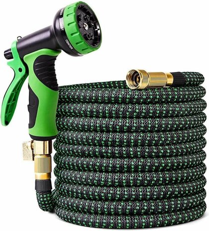 Brauch Flexibele Tuinslang - Groen/ Zwart - 30 Meter - Tuin Besproeien - Sproeikop - Magic Hose - Flexibel Elastisch