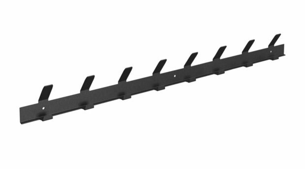 Gorillz Trim 75 Kapstok -Kapstokken - Industriële Wandkapstok - 16 Kapstok haken (lengte) 75 cm - Metaal - Zwart