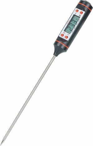 Brauch TP200- Thermometer - Keukenthermometer - RVS - Voedsel Melk, Vlees, BBQ, Water, Zwart Rood