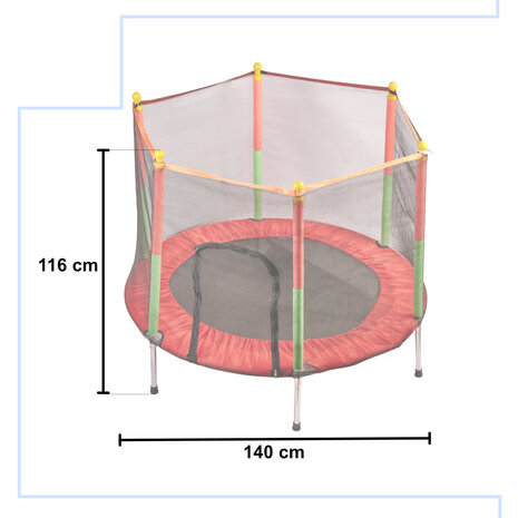  Trampoline met veiligheidsnet - 140X116 cm - Max gewicht 150 kg