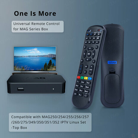Universele afstandsbediening RM-M1A geschikt voor MAG Mediaboxen 250/254/256/322