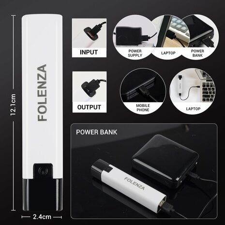 Folenza Mini Zaklamp USB-C 4 Lichtmodes Oplaadbaar - Waterbestendig Wit