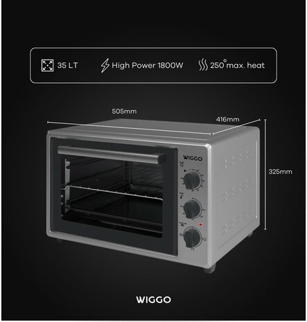 Wiggo WMO-E353(X) - Vrijstaande Oven - 35 liter - Rvs