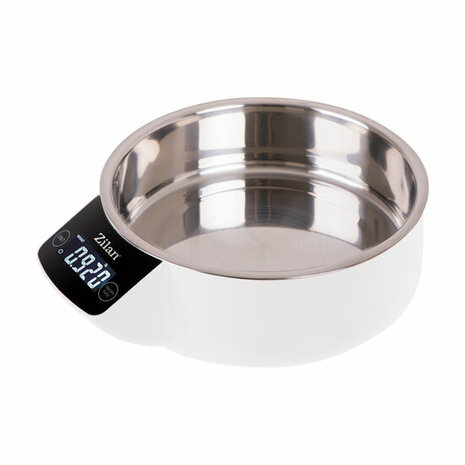 Zilan Digitale Keukenweegschaal met RVS Kom 5kg &ndash; Elektronische Voedselweegschaal met Tare Functie, LCD Display, Gram Nauwkeurig, Inclusief 900ml RVS Mengkom