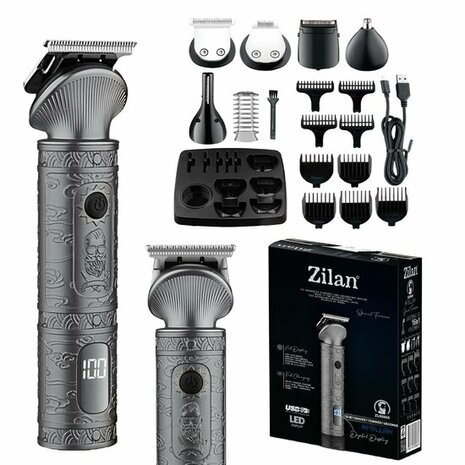 Zilan Apollon 16 in 1 &ndash; Professionele Trimmer &ndash; Shaver &ndash; Grooming Set &ndash; LED Display &ndash; Draadloos &ndash; Snelle Oplaadfunctie &ndash; Inclusief 10 Opzetkammen