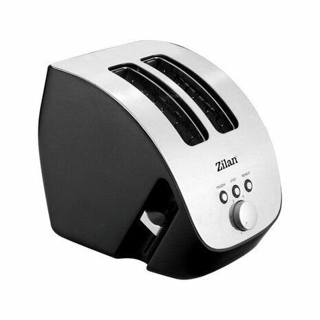 Zilan - Broodrooster XL - RVS - Zilver - Zwart - brede sleuven - 1000 Watt