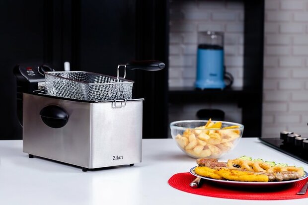 Zilan ZLN1819 Frituurpan&ndash; 3L &ndash; RVS &ndash; 2180 Watt Friteuse - Met Koude Zone & Uitneembare Binnenpan
