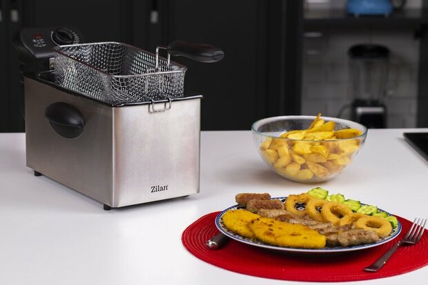Zilan ZLN1819 Frituurpan&ndash; 3L &ndash; RVS &ndash; 2180 Watt Friteuse - Met Koude Zone & Uitneembare Binnenpan