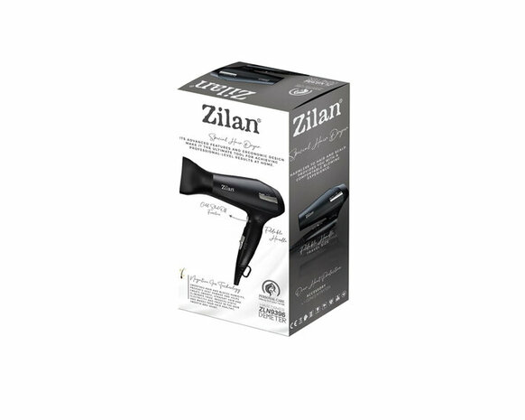 Zilan F&ouml;hn ZLN9396 &ndash; 2000W Krachtige Haardroger &ndash; Ionische Technologie &ndash; Inklapbare Reisf&ouml;hn &ndash; 2 Warmtestanden & Coolshot &ndash; Zwart