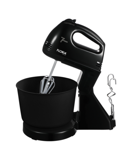 Floria Handmixer met Mengkom - Elektrische Mixer - Keukenmachine met 7 snelheden &ndash; Zwart