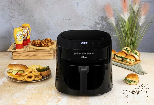 Airfryer XXL &ndash; 6,5 Liter &ndash; 1800 W &ndash; Touchscreen &ndash; 40&ndash;200&deg;C &ndash; Automatische Programma&rsquo;s &ndash; Uitneembare Mand &ndash; Zwart