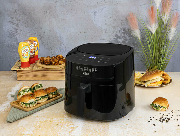 Airfryer XXL &ndash; 6,5 Liter &ndash; 1800 W &ndash; Touchscreen &ndash; 40&ndash;200&deg;C &ndash; Automatische Programma&rsquo;s &ndash; Uitneembare Mand &ndash; Zwart