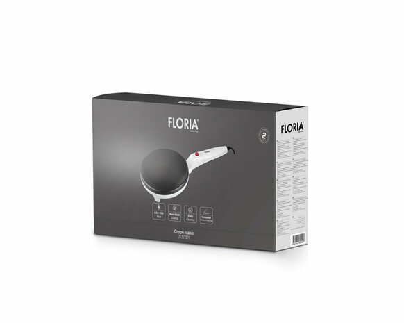 Floria Cr&ecirc;pe Maker ZLN7911 &ndash; Elektrische Pannenkoeken & Cr&ecirc;pemaker &ndash; 20 cm &ndash; 600-700 W &ndash; Anti-aanbaklaag &ndash; Wit