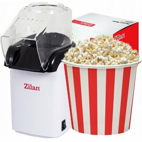 Zilan - Popcorn machine - popcorn - popcorn maker - 1200 Watt - anti stick coating - Wit