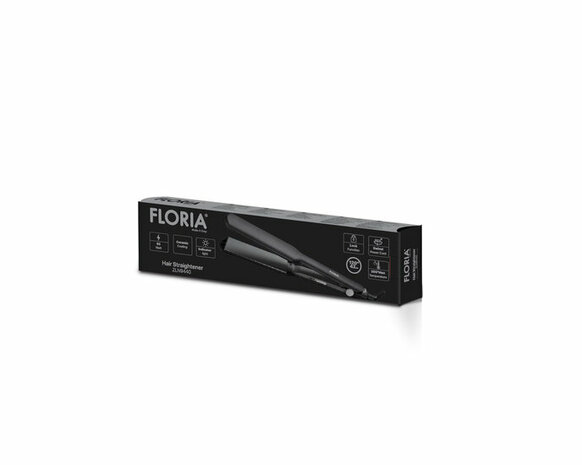 Floria Stijltang & Krultang 2-in-1 -Keramische Platen -200 &deg;C -Snel PTC-opwarmen -360&deg; Draaibaar Snoer -Dual Voltage -Zwart (62 W)