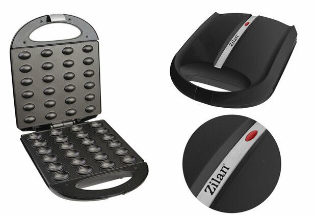 Zilan ZLN-2816 Notenkoekjesmaker XL - Wafelnootjes maker -1600 W -Cake Pop Maker-Anti-aanbak & Cool-Touch -Zwart