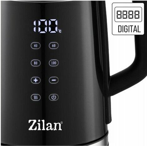 Zilan Digitale Waterkoker 1.7L met Temperatuurregeling -Dubbelwandig -Zwart