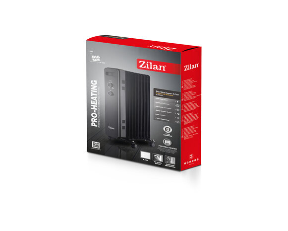 Zilan Oliegevulde Radiator 2000W &ndash; Elektrische Kachel met 9 Ribben, Oververhittingsbeveiliging & Wielen &ndash; Stil en Draagbaar voor Slaapkamer, Woonkamer & Kantoor