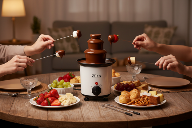 Zilan ZLN2144 Luxe Chocoladefontein &ndash; Chocolade fondue 200 ml &ndash; 30W &ndash; Max. 80 &deg;C &ndash; Compact & Energiezuinig &ndash; Perfect voor Feest, Fondue & Romantische Avonden &ndash; Eenvoudig Schoon te Maken
