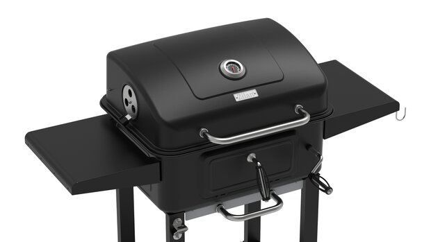 Houtskool Barbecue met Deksel en Wielen &ndash; Verrijdbare BBQ Grill &ndash; Thermometer &ndash; Verstelbare Kolenlade &ndash; Zijtafels &ndash; 54 x 42,5 cm Grillrooster