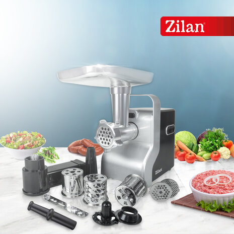 Zilan Vleesmolen 9-in-1 -2100W Elektrische Gehaktmolen met Reverse -Worstopzetstuk & Kebbe Maker -3 Maalplaten + Rasp- en Snijset 