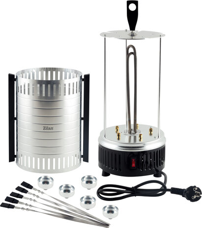 Zilan Verticale BBQ Grill & Elektrische Rotisserie -900W -Draaibare Spiezen -RVS Kebab Grill voor Vlees, Vis & Groente