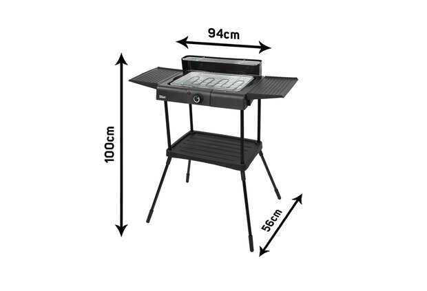 Zilan Staande Elektrische Barbecue &ndash; 2400W BBQ met Waterbak, Windscherm & 2 Zijtafels &ndash; In Hoogte Verstelbaar Grillrooster