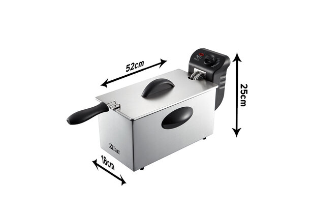 Zilan ZLN1819 Frituurpan&ndash; 3L &ndash; RVS &ndash; 2180 Watt Friteuse - Met Koude Zone & Uitneembare Binnenpan