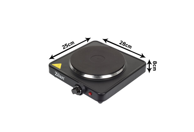 Zilan Elektrische Kookplaat 1500W-Vrijstaande Hotplate -Gietijzeren Kookzone 185 mm -Thermostaat & Oververhittingsbeveiliging 